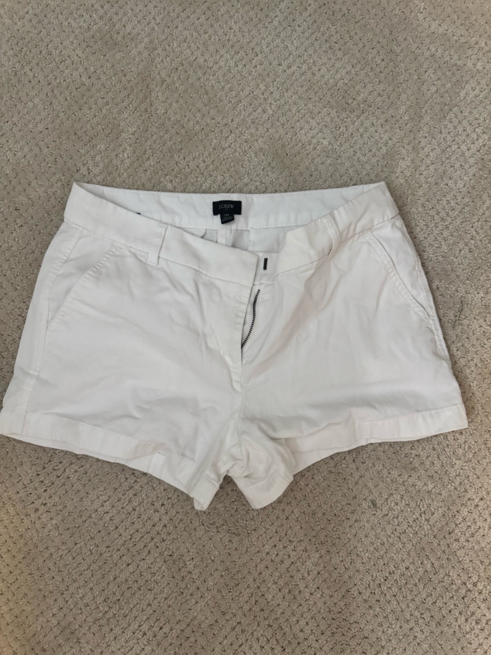 J. Crew White Cotton Shorts with Branded Waist Label - 3” inseam